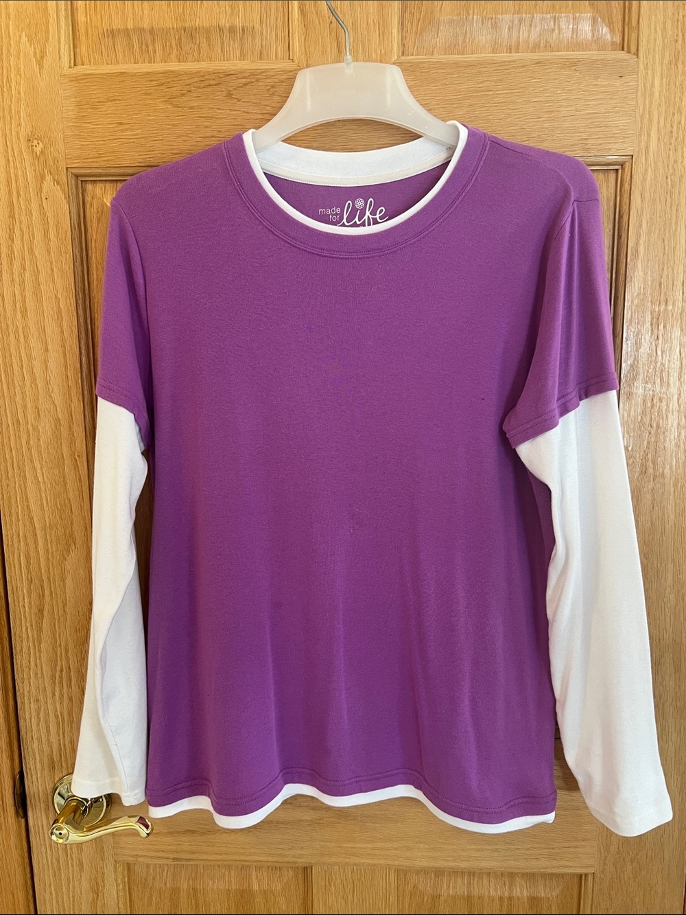 made for life - Purple and White Layered-Look Long Sleeve Top XL